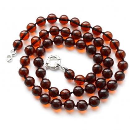 Round Amber Beads Cherry Necklace Jewelry Gift For..