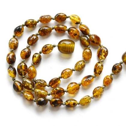 Teething Amber Necklace For Babies. Olive Amber..