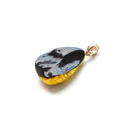 Green Baltic Amber Pendant With Silver. Perfect..