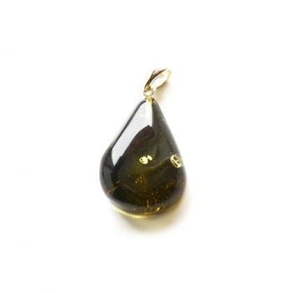Green Dark Baltic Amber Pendant Jewelry With..