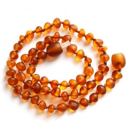 Raw Teething Necklace For Babies, Cognac..