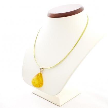 Yellow Amber Pendant, Baltic Amber, Yellow..