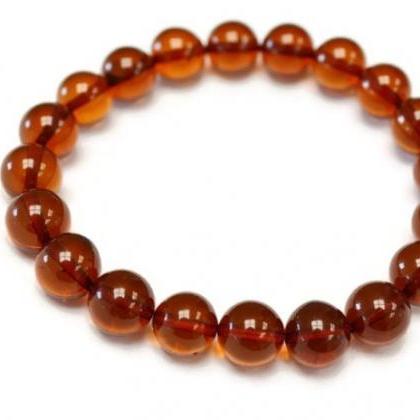 10 Mm Baltic Amber Bracelet Cherry Round Balls..