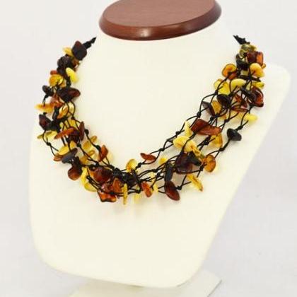 Amber Necklace / Natural Multicolored Charm..
