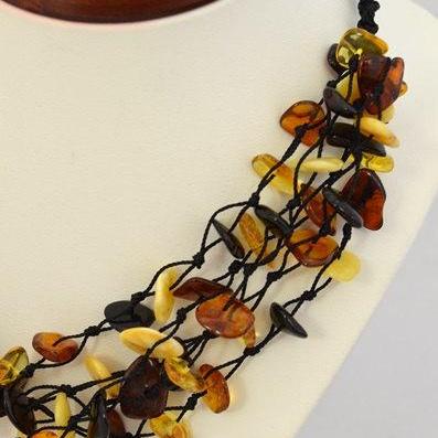 Amber Necklace / Natural Multicolored Charm..