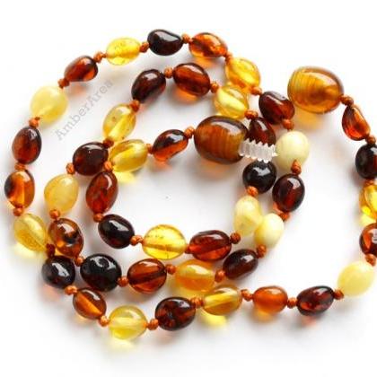 Olive Teething Amber Necklace For Children. Baby..