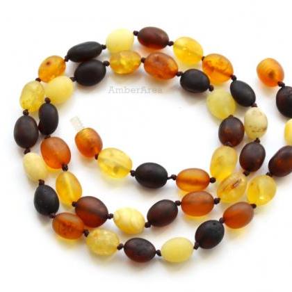 Raw Amber Necklace For Adults, Olive Bean Amber..