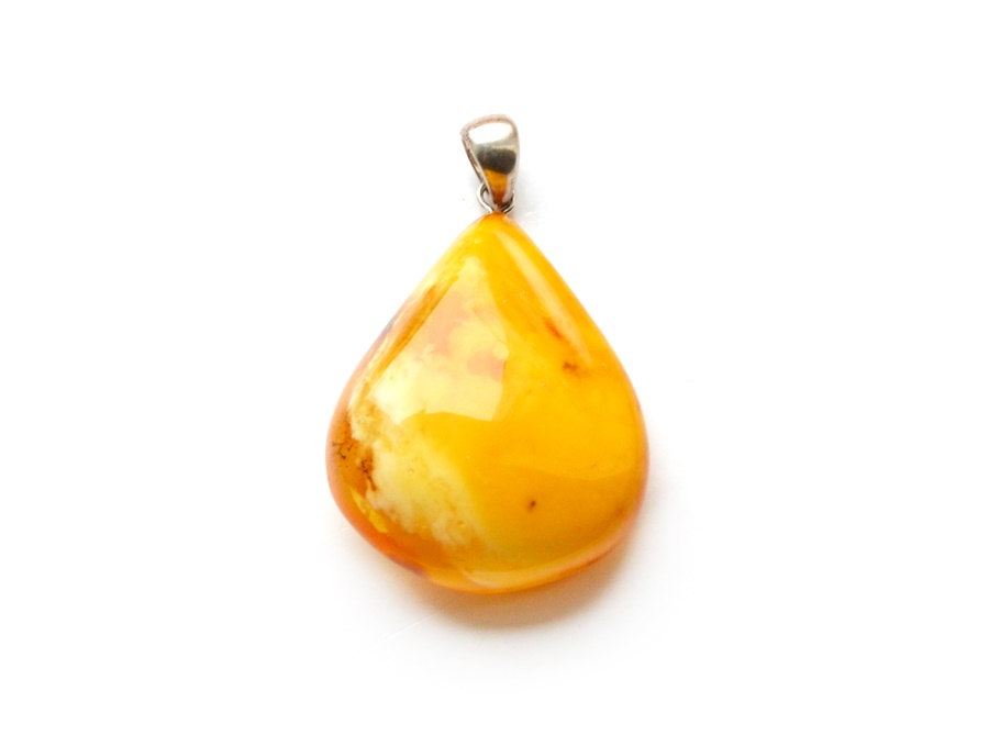 Antique Baltic Amber Pendant, Half Amber Pendant, Genuine Amber, Large Pendant, Butterscotch Amber Pendant, 0415