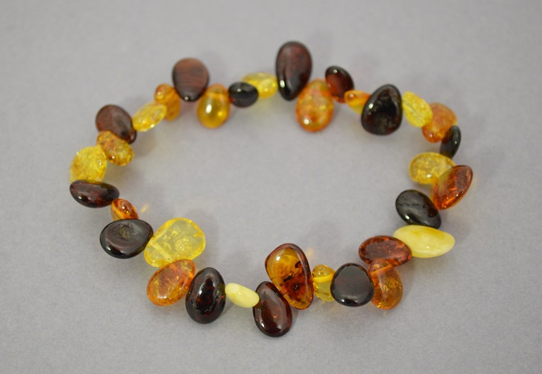 Baltic Amber Drop Shaped Bracelet Jewelry With Natural Multicolored Amber Beads Atr1