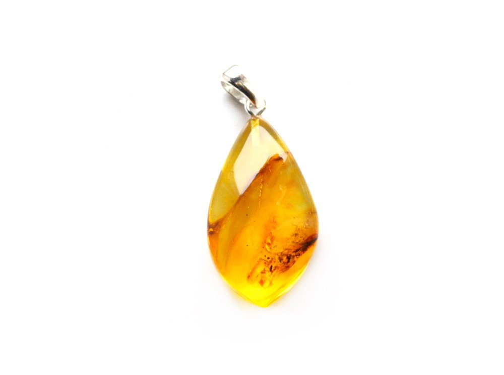 Inclusion Baltic Amber Pendant, Insect Pendant, Baltic Amber Pendant With Silver, Amber Honey Pendant, Yellow Pendant, Gift, 1173