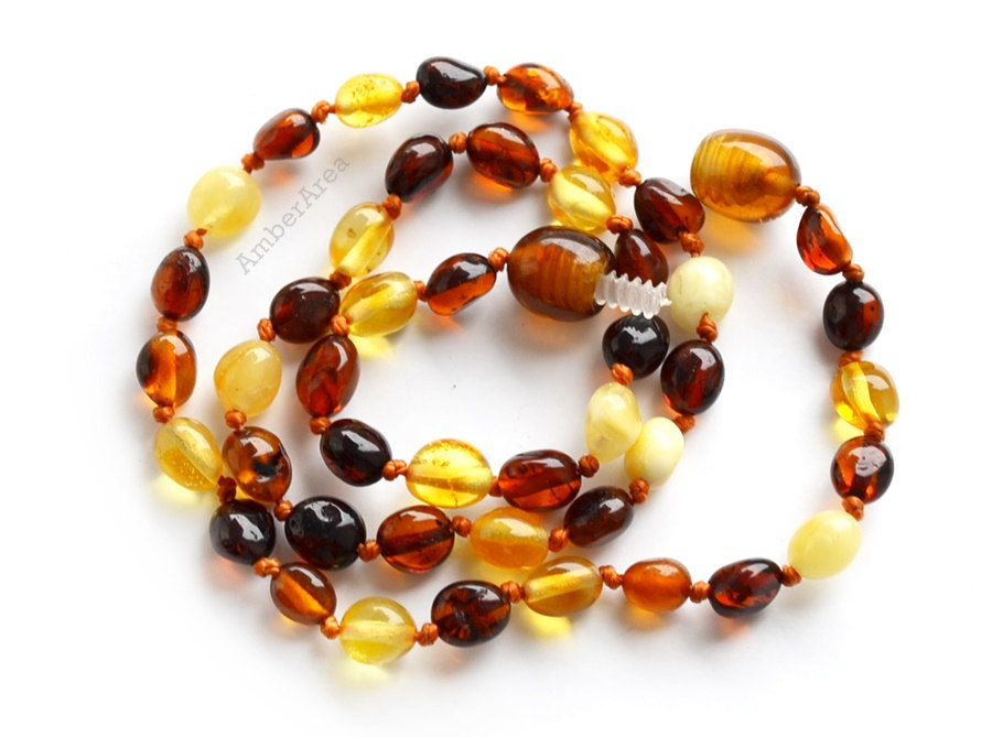 Olive Teething Amber Necklace For Children. Baby Amber Jewelry, Olive Beads, Multicolor Teething, Baby Christening, 1661