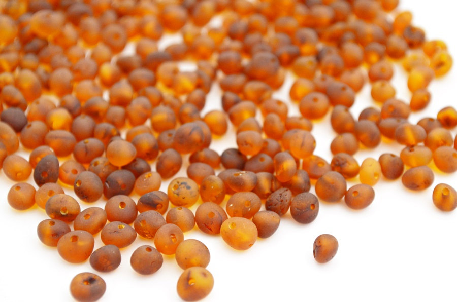 50 Units Natural Orange Teething Amber Beads With Holes For Jewelry Making (beads_2)