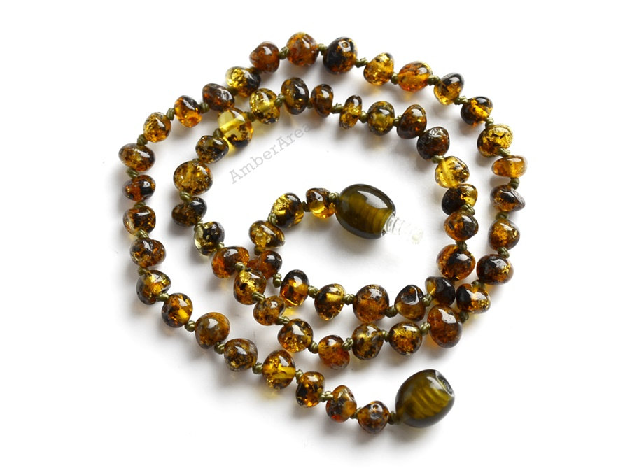 Green Amber Necklace For Babies, Children Jewelry, Polished Amber, Kids Teething Amber, Genuine Amber, For Babies, 2845